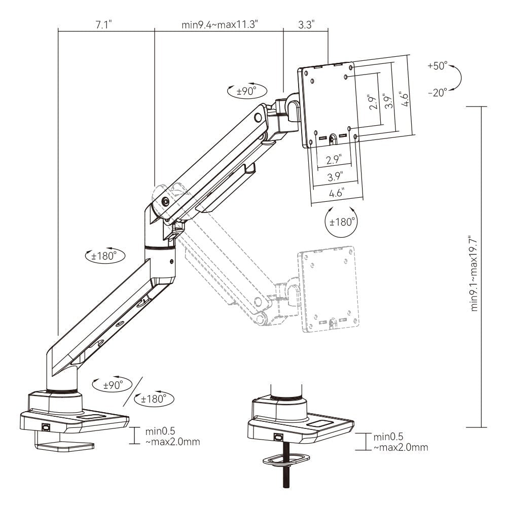 HINOMI MovMax Heavy Duty Monitor Arm